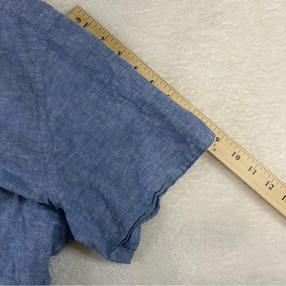 Tommy Hilfiger Shirt Men XL Chambray Short Sleeve Button Down Linen Blend - Picture 11 of 11